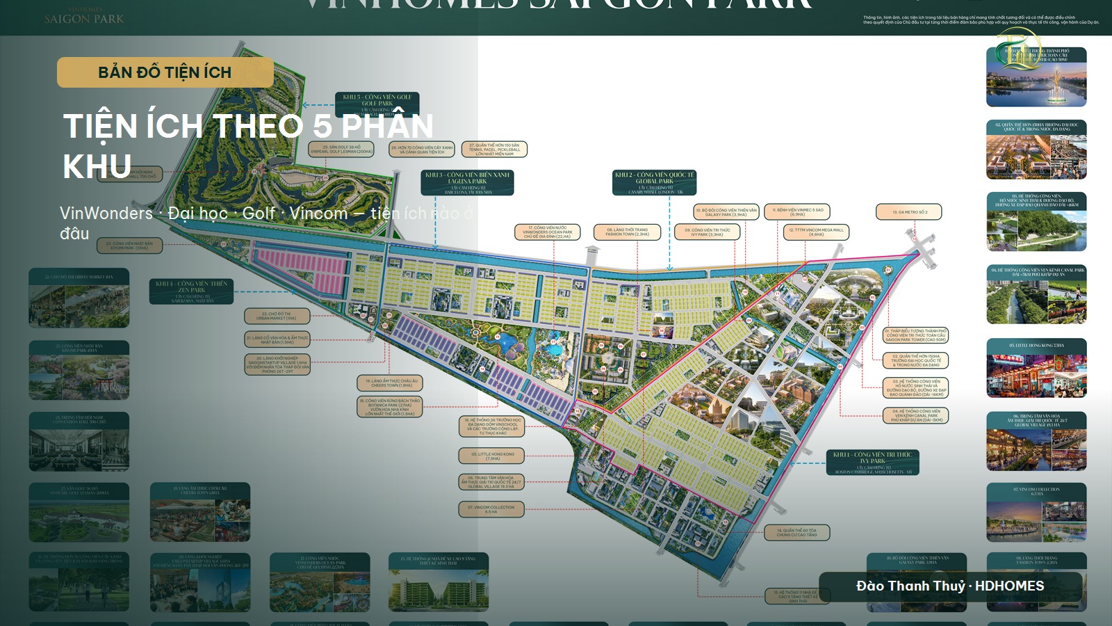 Bản đồ tiện ích Vinhomes Sài Gòn Park theo 5 phân khu — Tiện ích nào ở đâu?