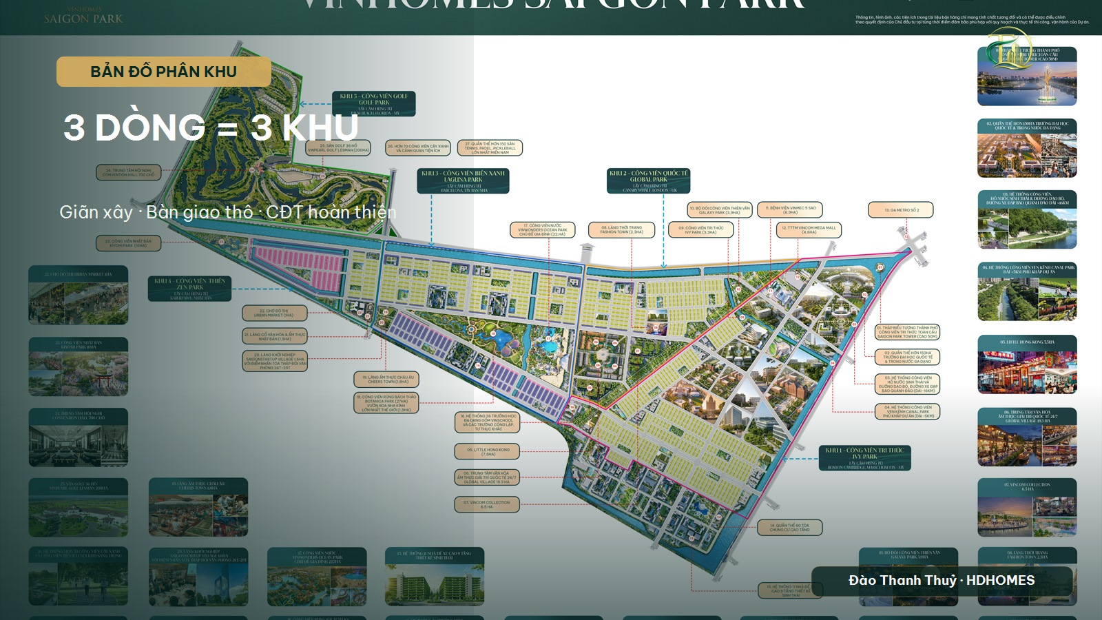 Bản đồ phân khu 3 dòng sản phẩm Vinhomes Sài Gòn Park — Giãn xây, Bàn giao thô, CĐT hoàn thiện