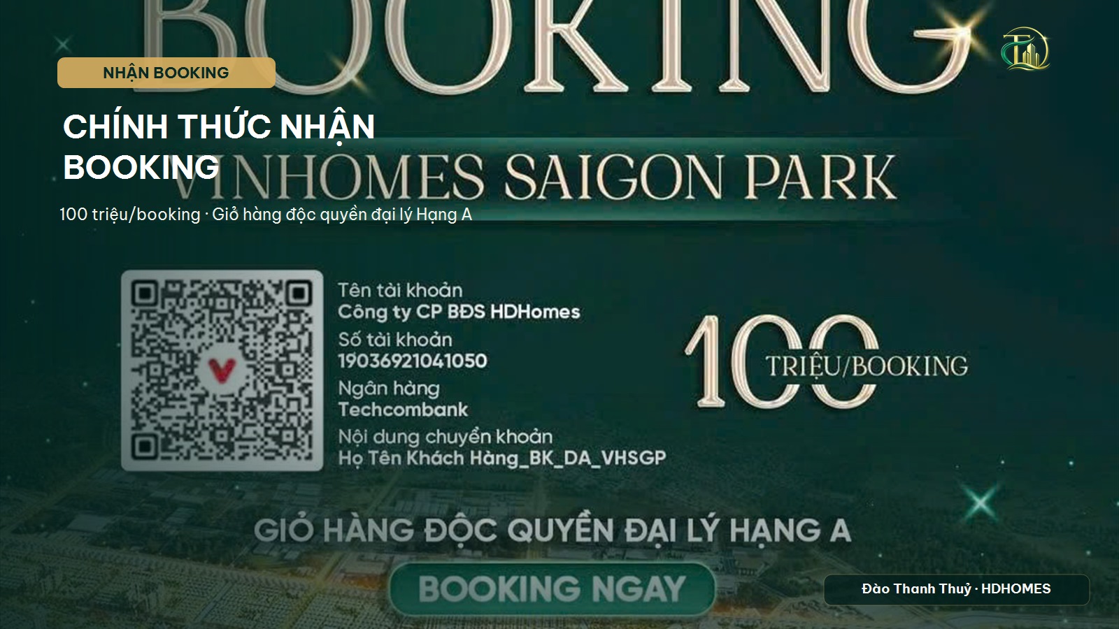 Chính thức nhận Booking Vinhomes Sài Gòn Park — 100 triệu/booking, giỏ hàng độc quyền đại lý Hạng A HD Homes