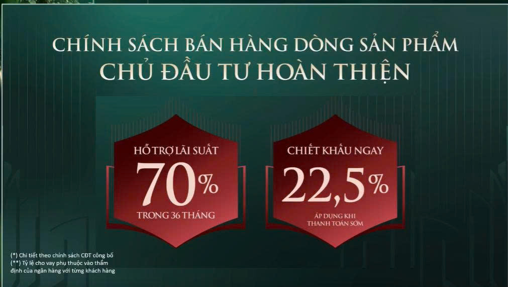 Chính sách bán hàng dòng CĐT hoàn thiện Vinhomes Sài Gòn Park - hỗ trợ lãi suất 36 tháng, chiết khấu 22,5%