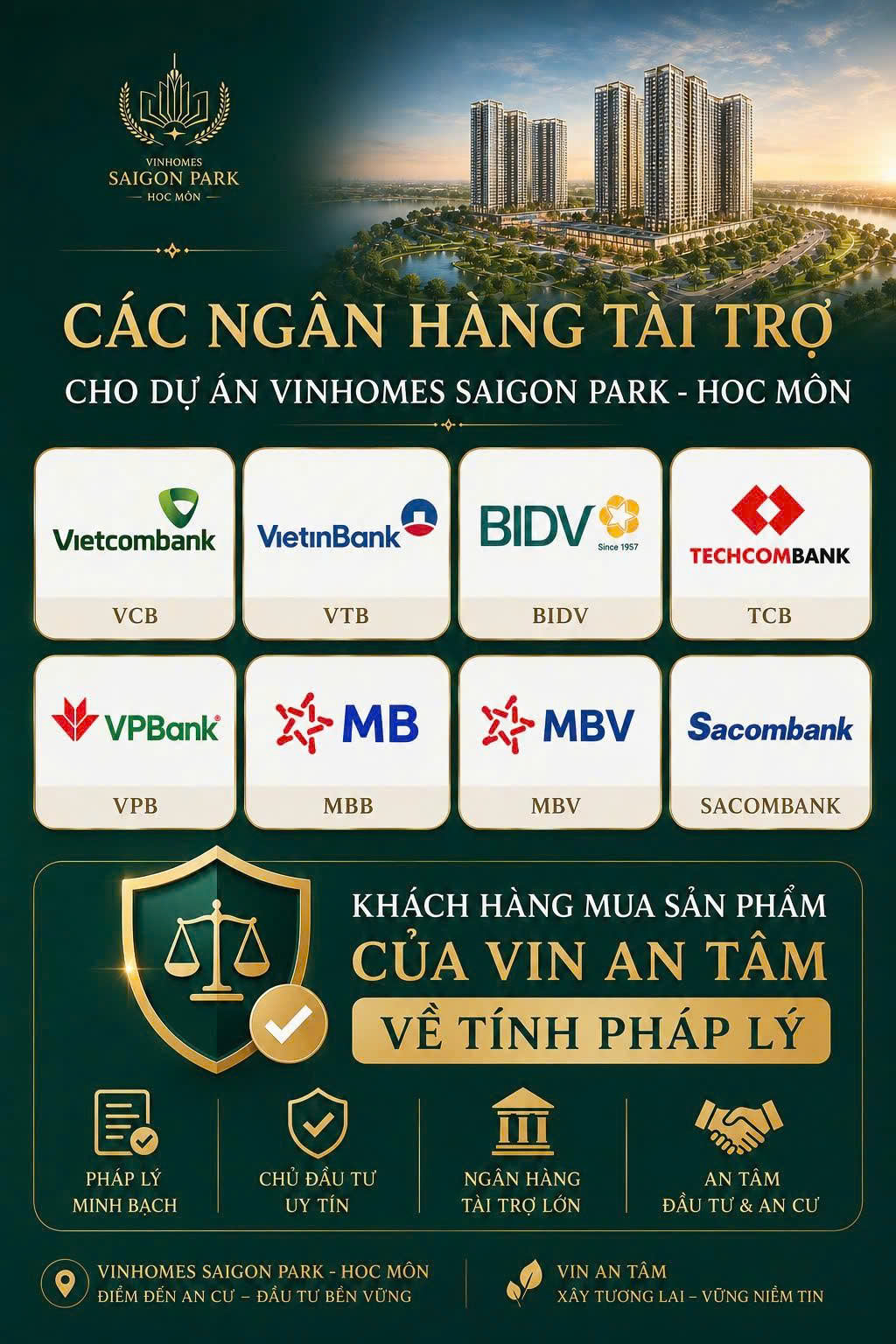 8 ngân hàng tài trợ Vinhomes Sài Gòn Park và cam kết Vin An Tâm về tính pháp lý